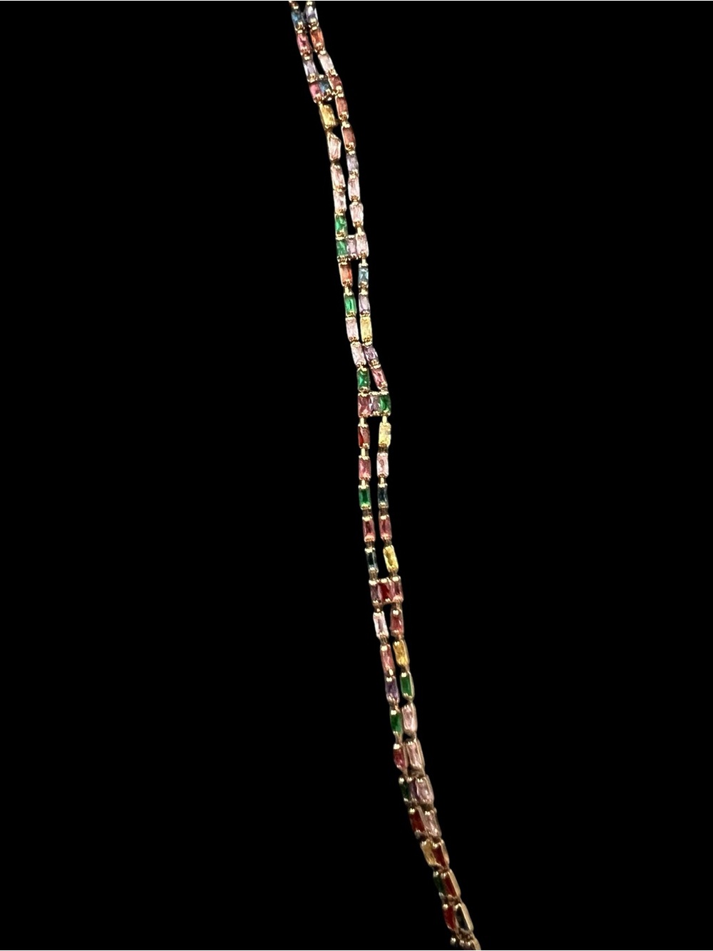 18k Rose Gold Plated Multicolor Rhinestones Bracelet - Picture 2 of 7
